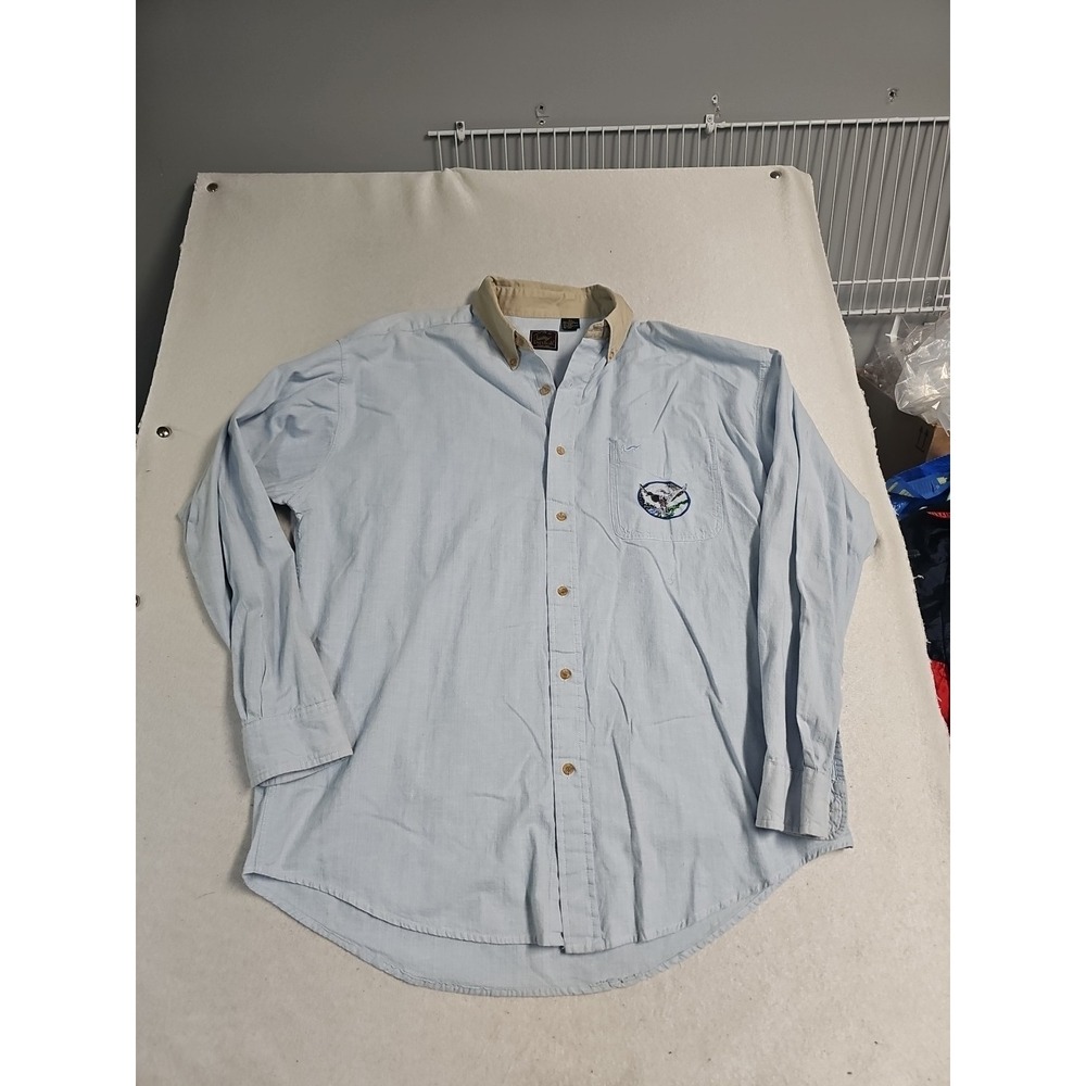 Duxbak Chambray Long Sleeve Shirt Men Sz XL Blue Button Cotton Hunting VTG Duck‎